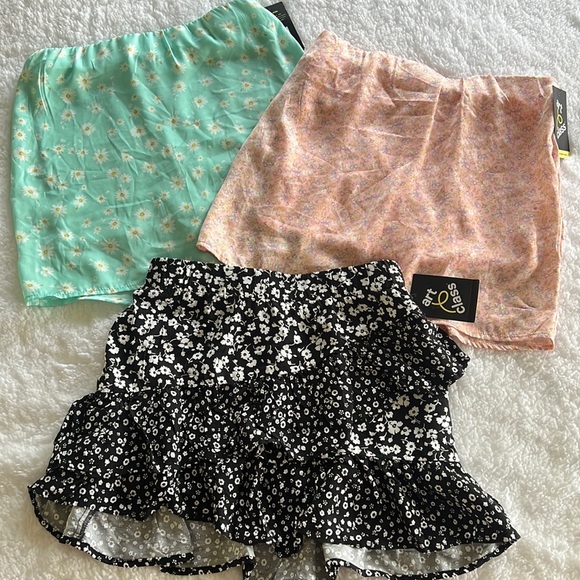 New! Girls 3pcs skirt/skort floral set - Picture 1 of 5